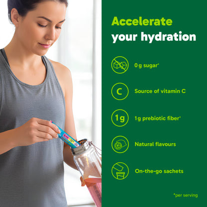 Organika Canadian-Made Electrolytes Powder with Vitamin C & Prebiotic Fibre - Sugar-Free Hydration Drink Mix - Pink Lemonade - 20 Single-Serve Sachets x 3.5g 🍁 All In One Marketplace Canada