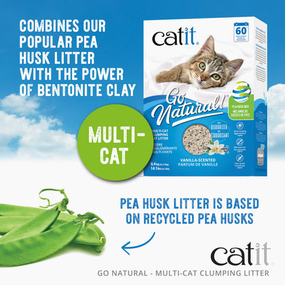 Catit Go Natural Pea Husk Multi-Cat Clumping Cat Litter, Vanilla, 6.4 kg, Dust Free & Lightweight Cat Litter, Cat Liter, Cat Litter Clumping, Bentonite Clay 🍁 All In One Marketplace Canada