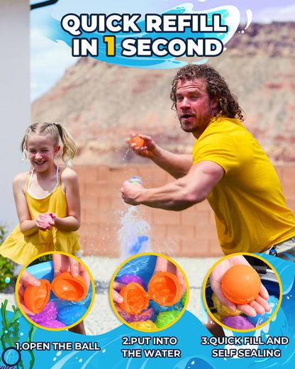 Smasiagon Reusable Magnetic Water Balloons: 15 PC Refillable Water Bombs Splash Balls Self Sealing Quick Fill - Silicone Water Toys with Mesh Bag for Kids Adults Water Games Outside Summer Fun Party 🍁 All In One Marketplace Canada