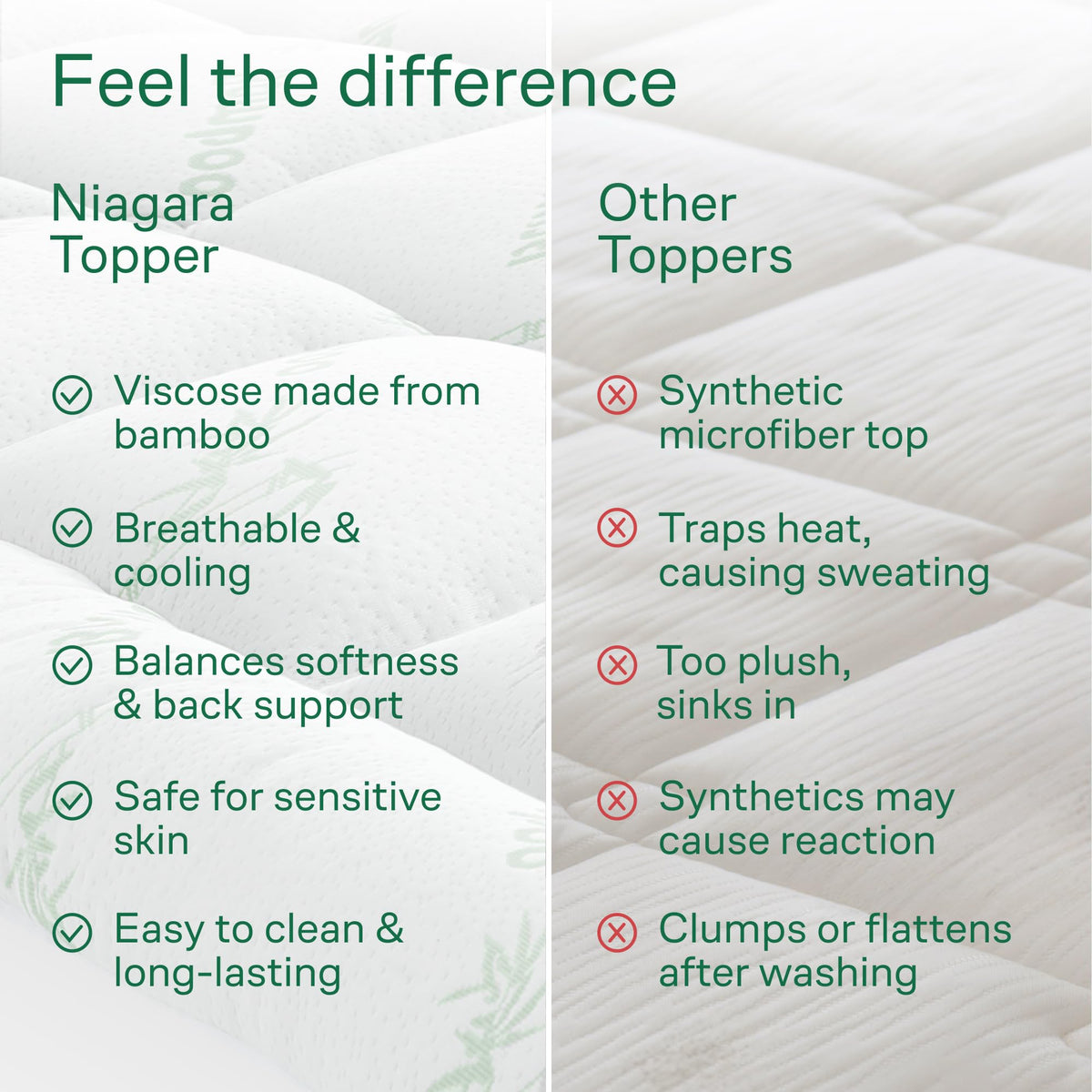 Bamboo Mattress Topper Queen Size - Thick Breathable Pillow Top Mattress Pad for Back Pain Relief - Deep Pocket Topper Fits 8-20 Inches (60x80 Inches, Green) 🍁 All In One Marketplace Canada