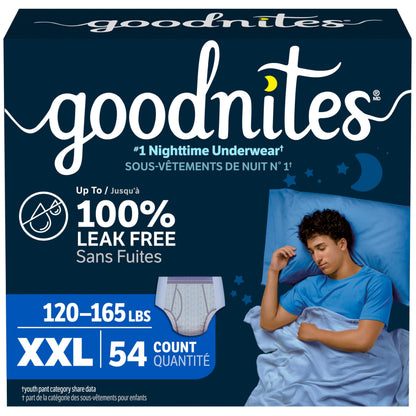 Goodnites Boys' Nighttime Underwear, Size XXL (120-165 lbs), 54 Ct (3 Packs of 18), Packaging May Vary 🍁 All In One Marketplace Canada
