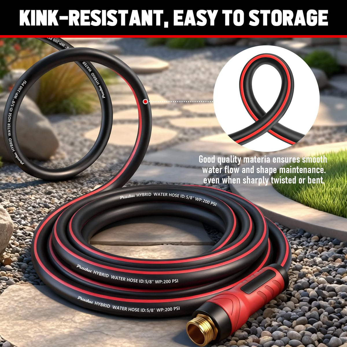 Garden Hose 25ft x 5/8", Non-Expandable Heavy Duty Premium Flexible Water Hose, No Kink, Leakproof, Lightweight Hybrid Hose with Male to Female Fittings for Household&Backyard 🍁 All In One Marketplace Canada