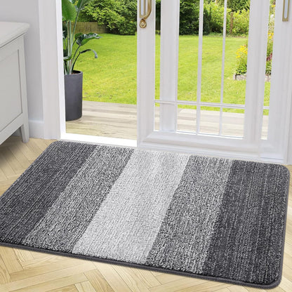 Grandaily Indoor Doormat, 20" x 32" Non-Slip Mud Trapper Absorbent Front Door Mats, Washable Striped Inside Entryway Mat, Low-Profile Welcome Mat Entrance Mat, Grey 🍁 All In One Marketplace Canada