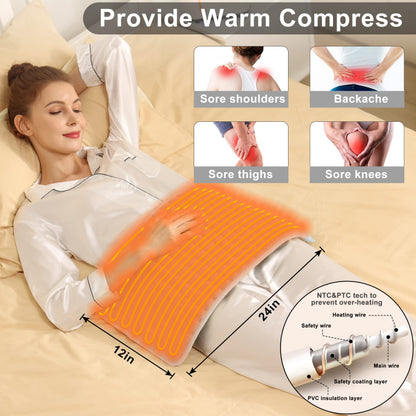 Heating Pad Electric Heat Pad, Hot Heated Pad,Moist Heat Heating Pad Moist and Dry Heat,Multiple Temp and Timer Settings 🍁 All In One Marketplace Canada