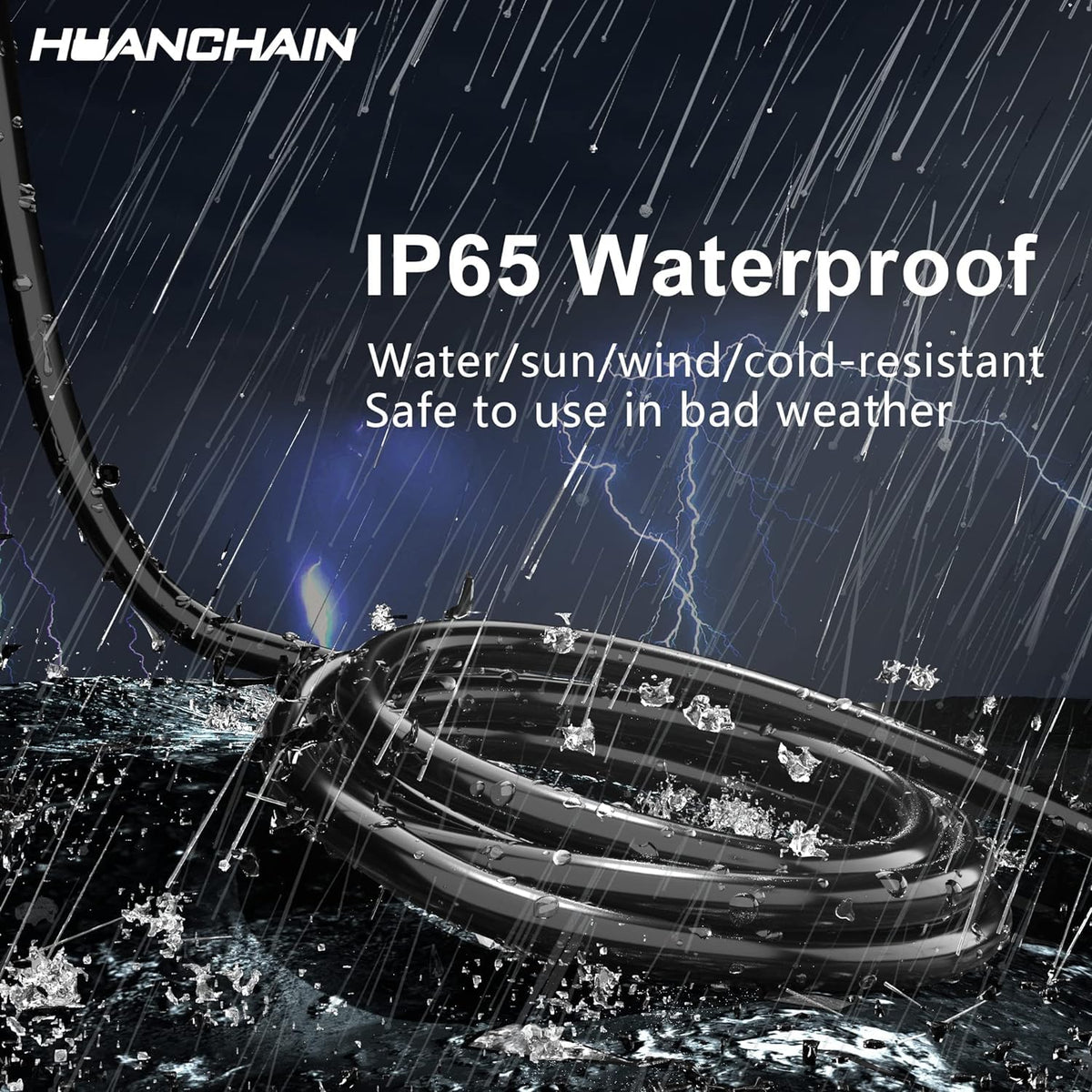 HUANCHAIN Indoor Outdoor Black Extension Cord 50 ft Waterproof, 16/3 Gauge Flexible Resistant Appliance Extension Cord Outside, 13A 1625W 16AWG SJTW, 3 Prong Electric Cable, ETL 🍁 All In One Marketplace Canada
