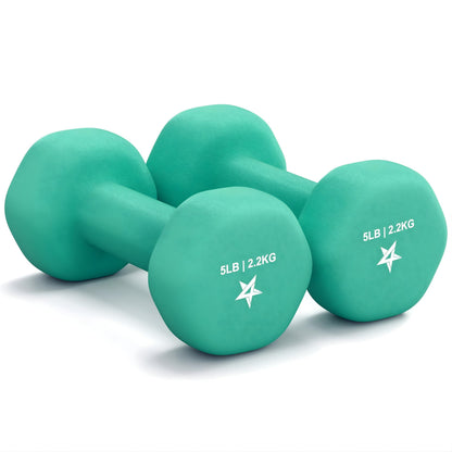 Yes4All Dumbbell Neoprene, poids et haltere, Weight set, hand weights for women, dumbbells pair, free weights (D. Green - 5lbs) 🍁 All In One Marketplace Canada