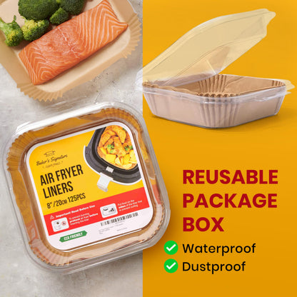 Air Fryer Liners, 125Pcs Disposable Parchment Paper Liners – Non-Stick and Oil Proof for Easy Cleanup – 8” Square for 5-8 qt Basket by Baker's Signature 🍁 All In One Marketplace Canada