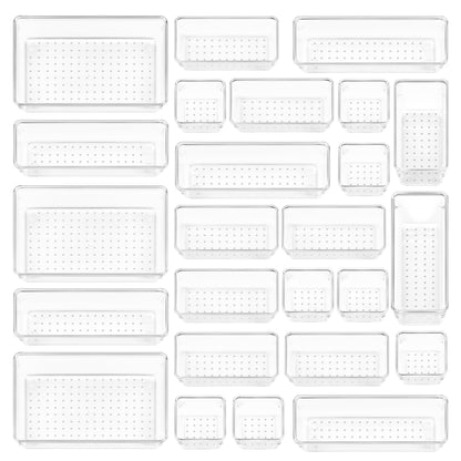 Vtopmart 25 PCS Plastic Clear Drawer Organizer, Acrylic Desk Drawer organizers, Organization and Storage for Makeup, Bathroom, Office, kitchen, Bedroom 🍁 All In One Marketplace Canada