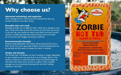 Zorbie Water Bobble Hot Tub Oil Scum Absorber - Scum Absorbing Sponge for Spas and Hot Tubs - Naturally Cleaner Water with Spa Sponges for Hot Tubs - Orange Floating Bobble with String- Single Package 🍁 All In One Marketplace Canada