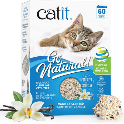 Catit Go Natural Pea Husk Multi-Cat Clumping Cat Litter, Vanilla, 6.4 kg, Dust Free & Lightweight Cat Litter, Cat Liter, Cat Litter Clumping, Bentonite Clay 🍁 All In One Marketplace Canada