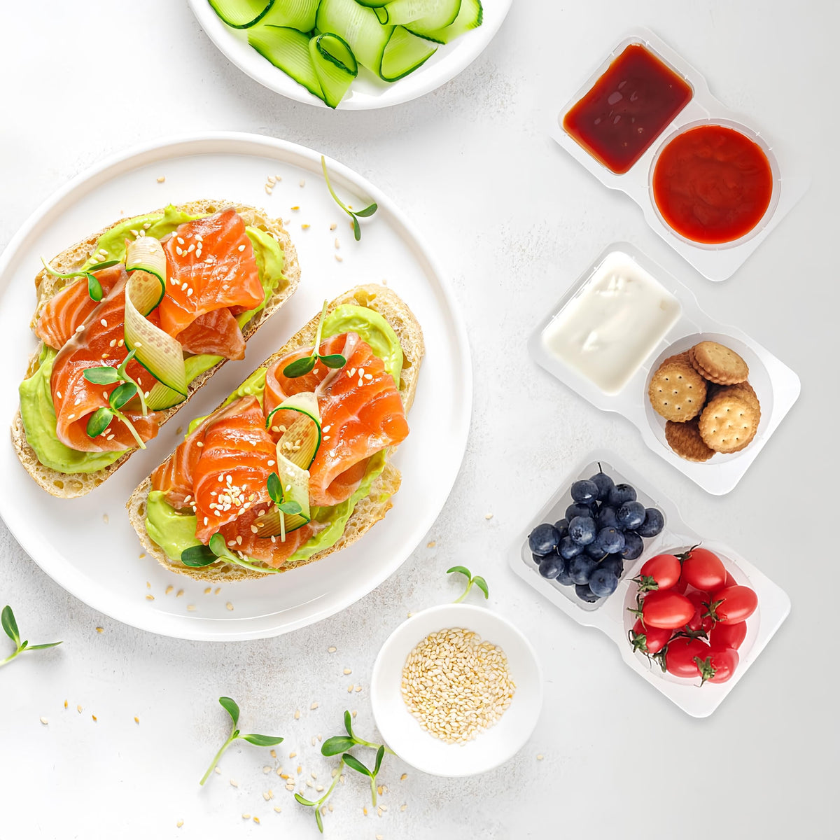 Pure Future 20-Pack Reusable Double Compartment Snack Containers with Lids - BPA-Free PP Meal Prep Bento Boxes for Lunch, Fruit & Dips, Microwave/Dishwasher Safe 🍁 All In One Marketplace Canada