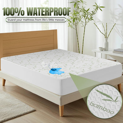 Utopia Bedding Waterproof Mattress Protector King Size, Bamboo Viscose Mattress Cover 200 GSM, Fits 17 Inches Deep, Breathable, Fitted Style with Stretchable Pockets 🍁 All In One Marketplace Canada