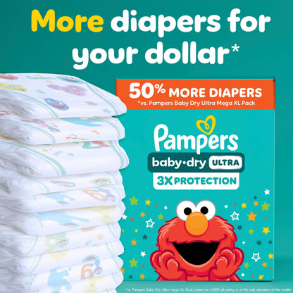 Pampers Baby Dry Ultra Diapers, Size 6 (23-44 lbs), 124 Count, Absorbent Disposable Diapers 🍁 All In One Marketplace Canada