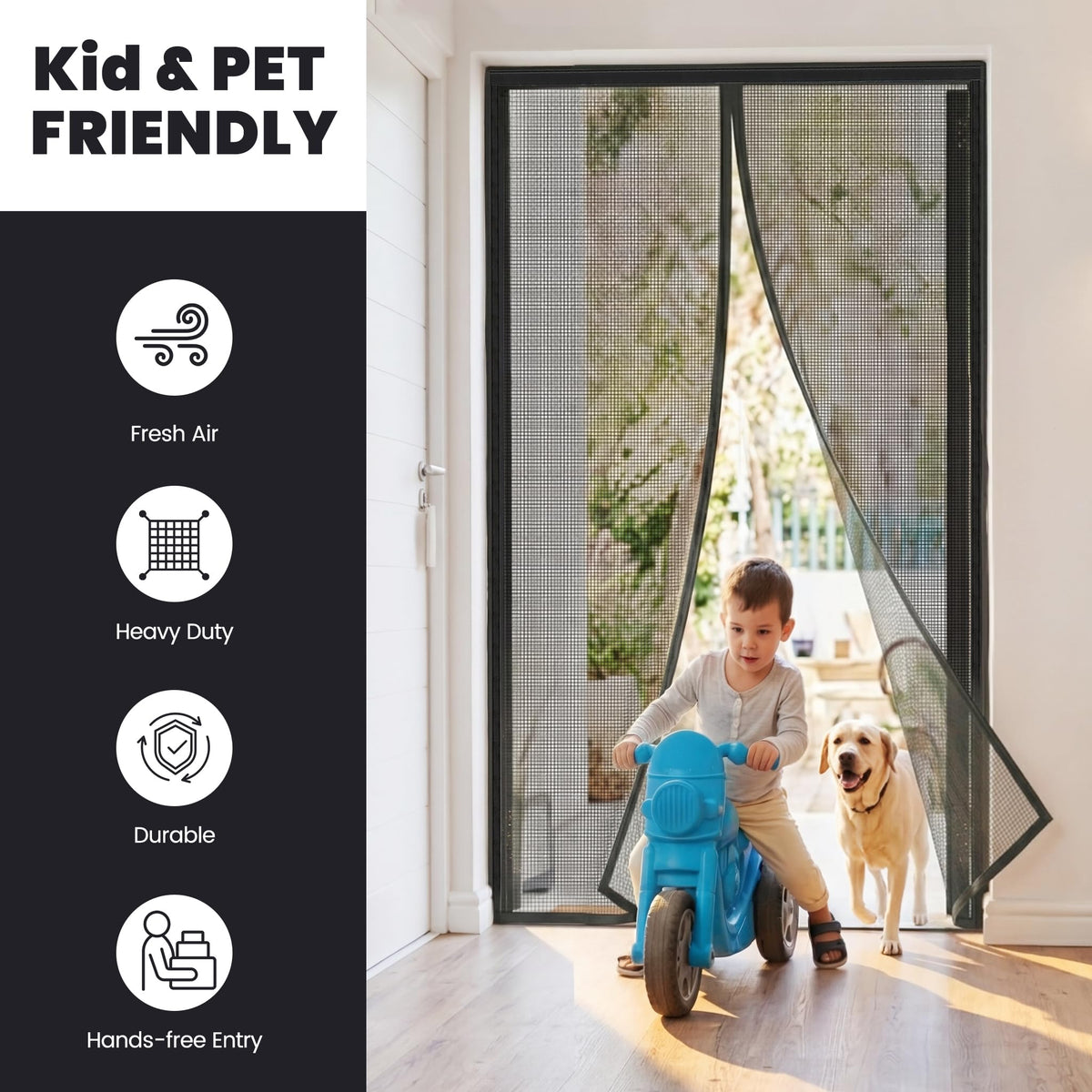 Magnetic Screen Door 36"W x 82"H, Fits Door Size to 34"W x 80"H, Heavy Duty Fiberglass Moustiquaire Magnétique, Screen Mesh with Automatic Block Closure, Walk Through Easily for Kids Pets 🍁 All In One Marketplace Canada