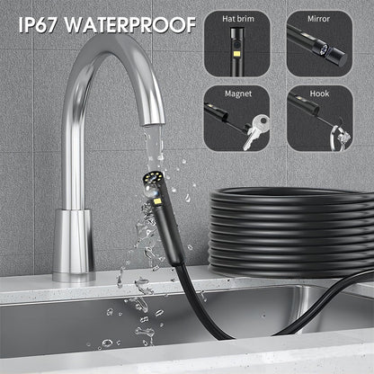 Dual Lens Endoscope Camera with Light, DPduct 1920P HD Borescope Inspection with 8+1 Lights, 7.9mm IP67 Waterproof 16.4ft Semi-Rigid Cable Snake Camera for Android and iOS,iPhone,iPad 🍁 All In One Marketplace Canada