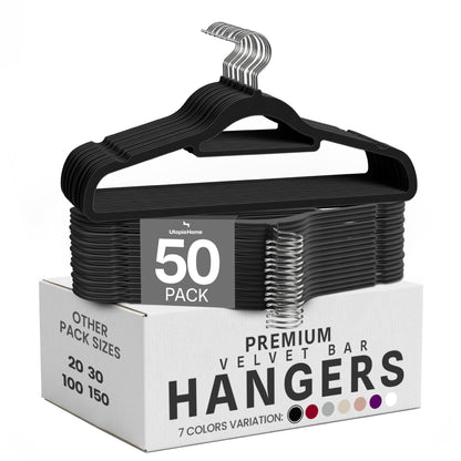 Utopia Home Premium Velvet Hangers 50 Pack - Non-Slip Clothes Hangers with Tie Bar - Black Hangers - Standard Hangers with 360 Degree Rotatable Hook - Heavy Duty Coat Hangers 🍁 All In One Marketplace Canada