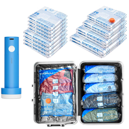 16Pack Vacuum Travel Bags with Portable Electric Pump,(2J/2L/2M2S/4 ROLLER BAG/4 SMALL ROLLER BAG),Travel Vacuum Bag with Pump, vacuum seal bags for clothing travel 🍁 All In One Marketplace Canada