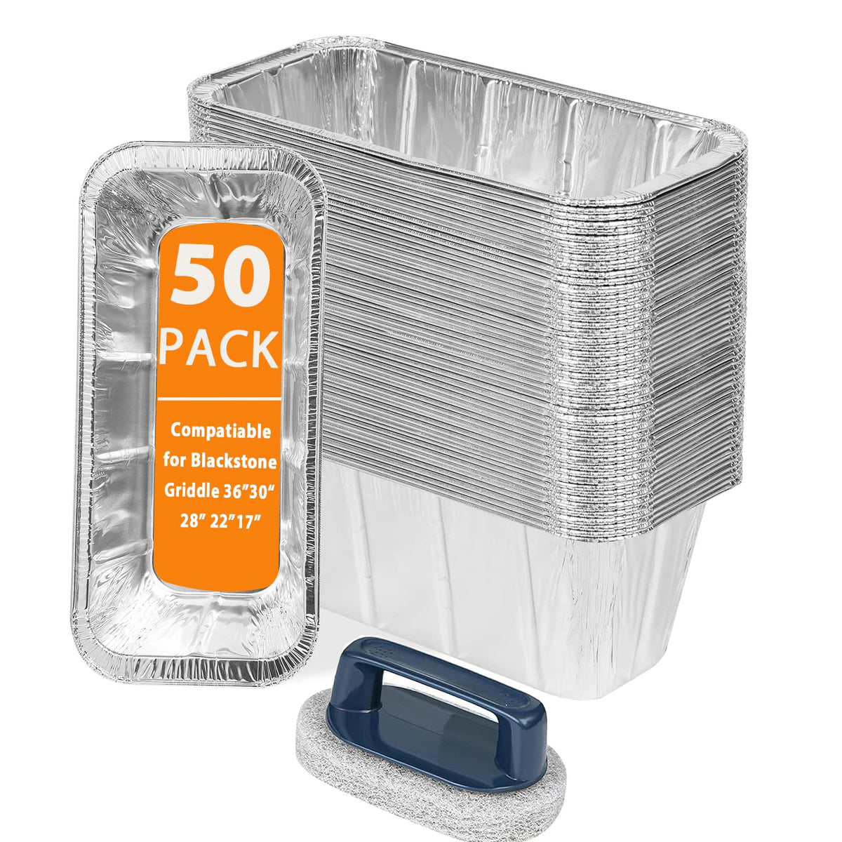 50 Pack Drip Pan Liners for Blackstone Griddle 36" 30" 28" 22" 17", a Cleaning Brush, Aluminum Disposable Grease Drip Cup Liners, Grease Catcher Trays,Griddle Accessories for Outdoor Cooking 🍁 All In One Marketplace Canada