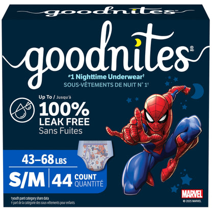 Boys Bedwetting Disposable Night Time Underwear, Overnight Training Pants, Goodnites, S/M, 44 Ct 🍁 All In One Marketplace Canada