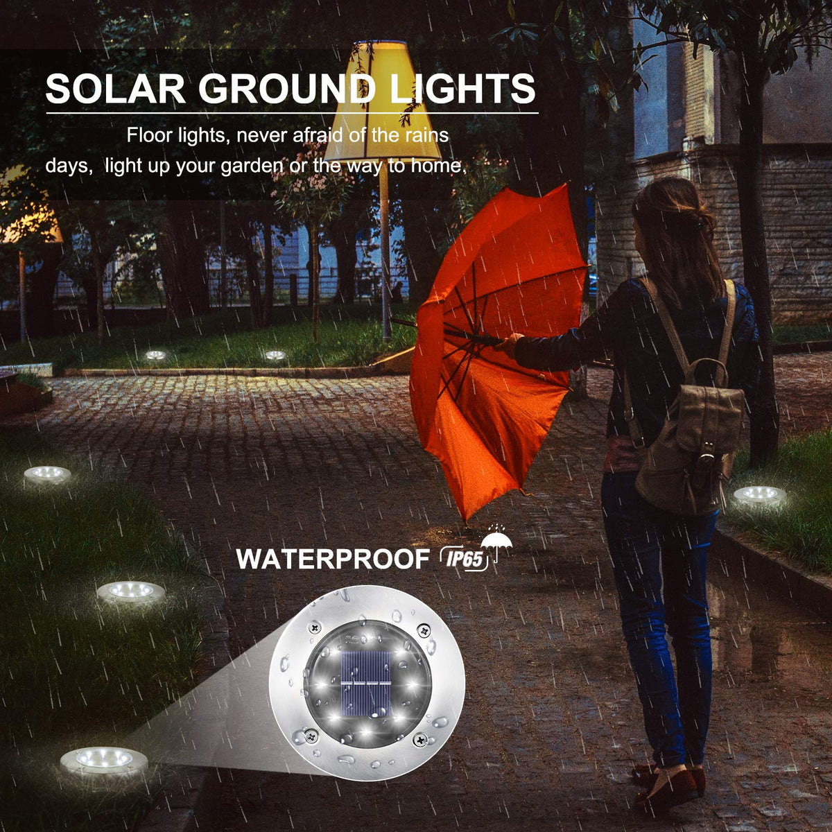 LYHOPE Solar Ground Lights Outdoor, 16 Pack 8 LED Solar Disk Lights Waterproof Garden In-ground Pathway Lights Landscape Lighting for Lawn,Yard,Deck,Patio,Walkway (White) 🍁 All In One Marketplace Canada
