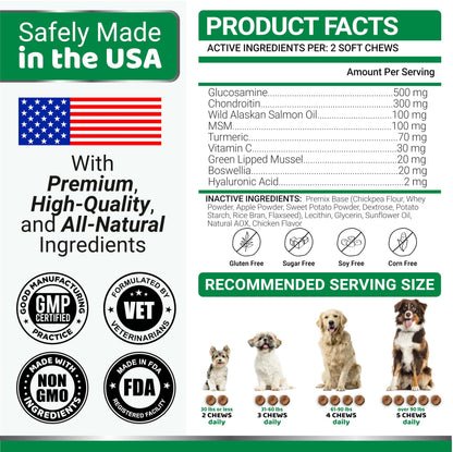 Glucosamine for Dogs - 170 Chews - Hip and Joint Supplement for Dogs - Glucosamine Chondroitin Chews - Joint Pain Relief Supplement with MSM - Advanced Health - Mobility Support - Made in USA 🍁 All In One Marketplace Canada