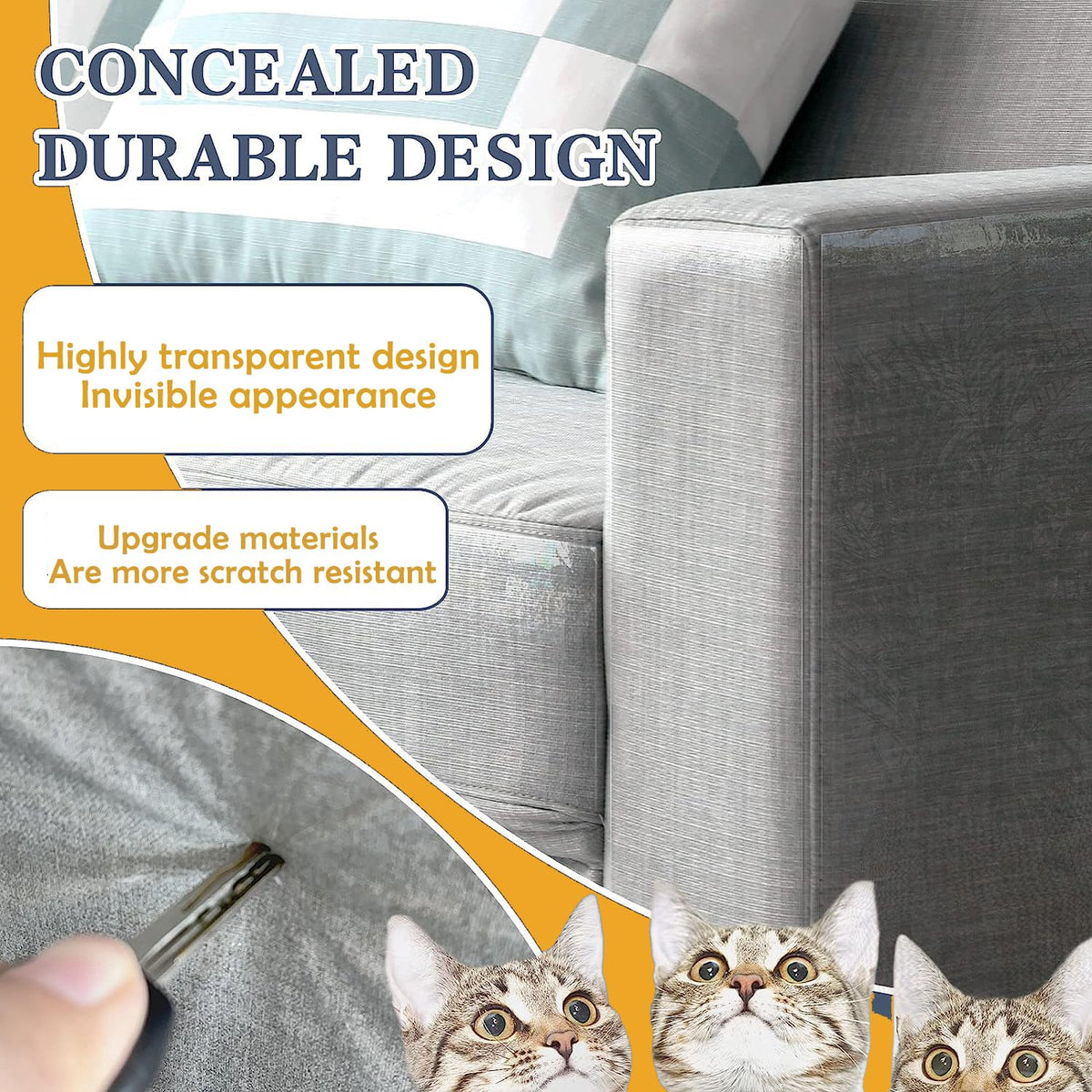 Cat Scratch Protector 15.7" x 118" Self-Adhesive Single Side Furniture Protectors from Cats Scratch Cat Couch Scratch Protector Transparent DIY Cutting Anti Scratch Furniture 🍁 All In One Marketplace Canada