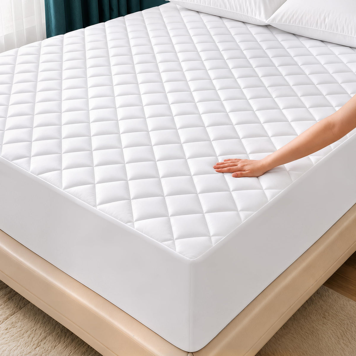 Utopia Bedding Quilted Fitted Mattress Pad, Queen Size, Elastic Fitted Mattress Topper Protector and Cover Stretches up to 16 Inches Deep, Machine Washable (White) 🍁 All In One Marketplace Canada
