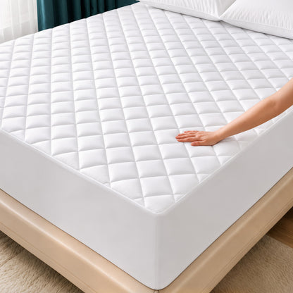 Utopia Bedding Quilted Fitted Mattress Pad, Queen Size, Elastic Fitted Mattress Topper Protector and Cover Stretches up to 16 Inches Deep, Machine Washable (White) 🍁 All In One Marketplace Canada