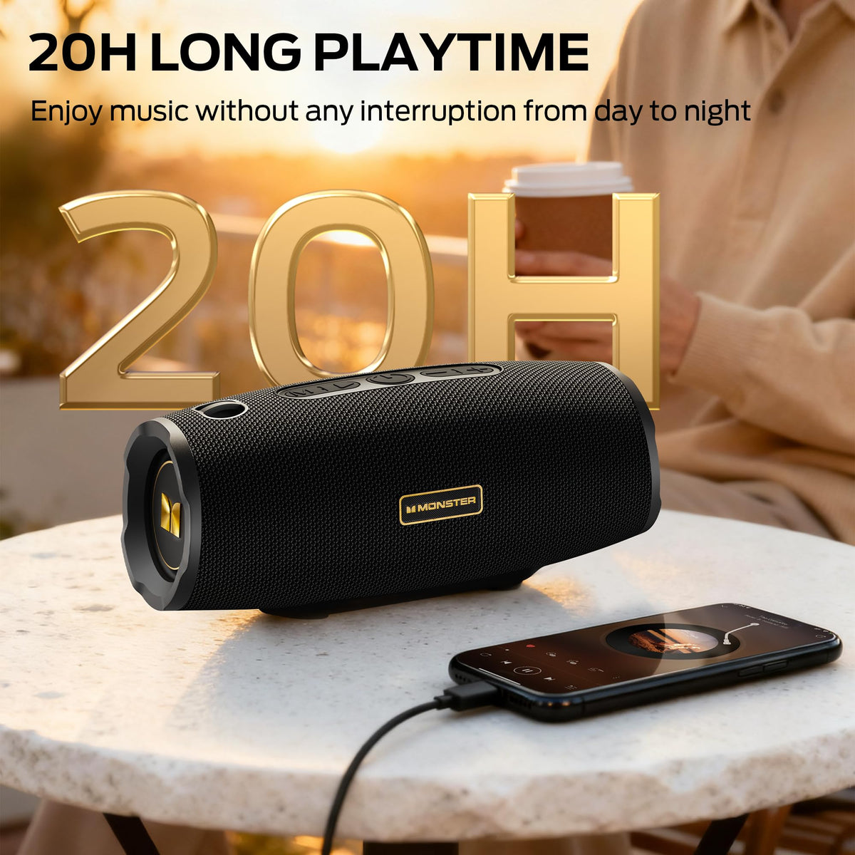 Monster S380 Bluetooth Speaker, Portable Speaker with 40W Stereo Sound, Bluetooth 6.0, 20H Playtime, IPX6 Waterproof, TWS Pairing, Support AUX/TF Card, Wireless Speaker for Party, Travel, Outdoor 🍁 All In One Marketplace Canada