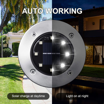 LYHOPE Solar Ground Lights Outdoor, 16 Pack 8 LED Solar Disk Lights Waterproof Garden In-ground Pathway Lights Landscape Lighting for Lawn,Yard,Deck,Patio,Walkway (White) 🍁 All In One Marketplace Canada