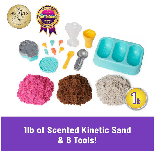 Kinetic Sand Scents, Ice Cream Treats Playset with 3 Colors Scented Play Sand & 6 Tools, Sensory Toys for Kids Ages 3 and up 🍁 All In One Marketplace Canada