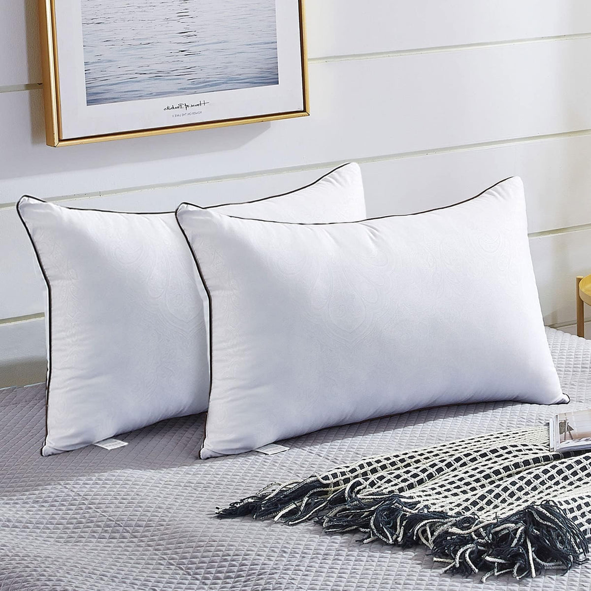 JOLLYVOGUE King Size Pillows 2 Pack for Sleeping, Soft and Supportive Bed Pillows for Side Back and Stomach Sleeper, Down Alternative Hotel Collection Pillows 2 Pack 🍁 All In One Marketplace Canada