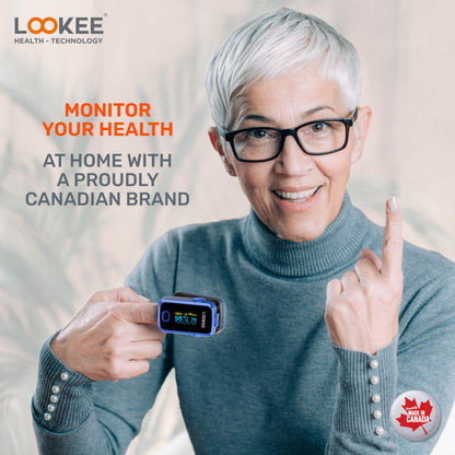 LOOKEE A310 Premium Pulse Oximeter Finger Heart Rate Oxygen Monitor | Proudly Canadian | SpO2 Blood Oxygen Level | Medical Accuracy, Alarm & PI | OLED Display | Carry Case & Batteries | Blue 🍁 All In One Marketplace Canada