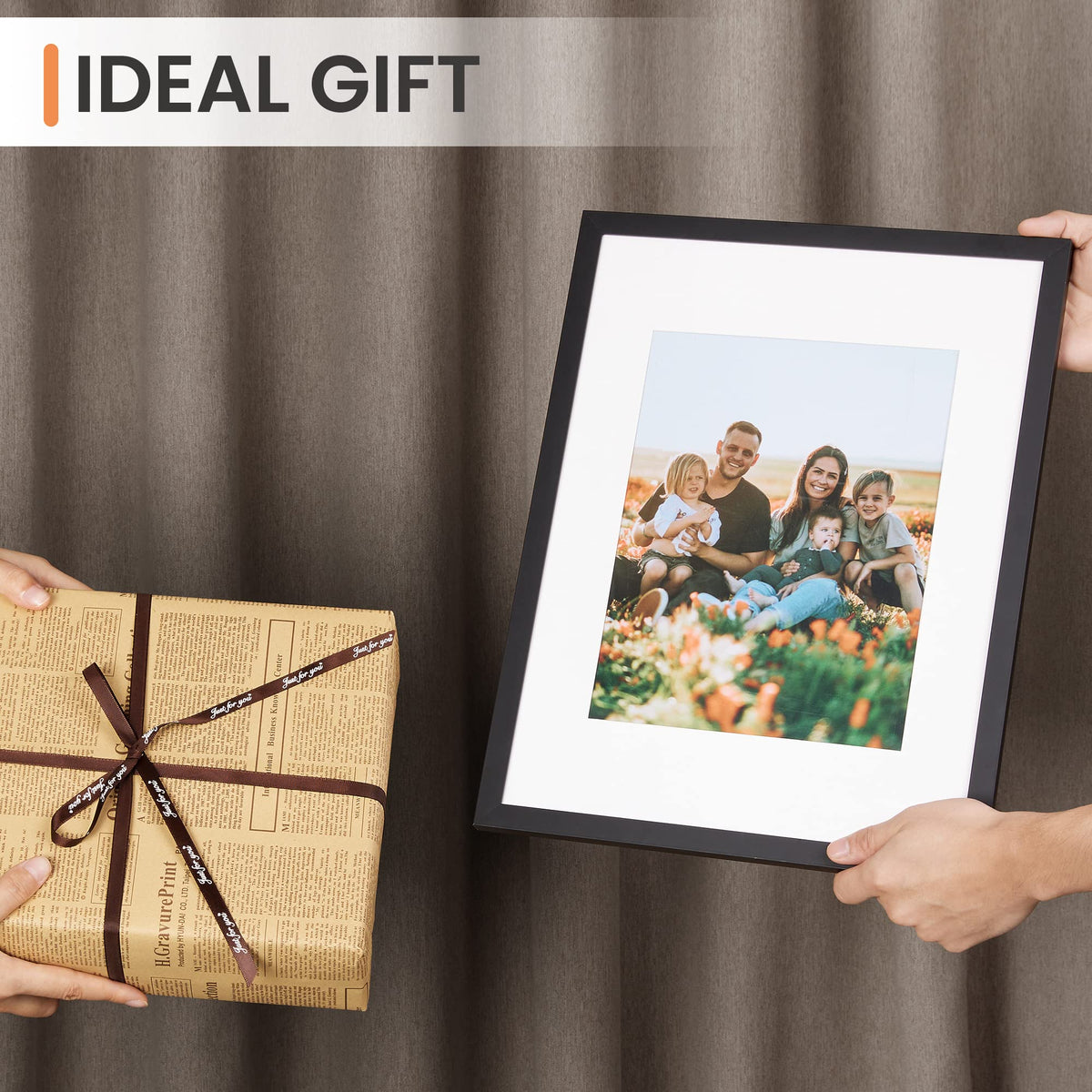 upsimples 12x16 Picture Frame, Display Pictures 8.5x11 with Mat or 12x16 Without Mat, Wall Hanging Photo Frames, Black 🍁 All In One Marketplace Canada