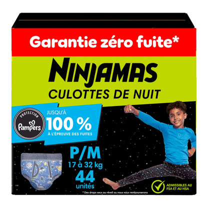 Ninjamas Boys Bedwetting Underwear, Overnight Protection, Ultra Absorbent, Hypoallergenic, Size S/M (17-32 kg), 44 Count, 🍁 All In One Marketplace Canada