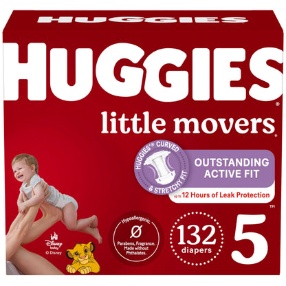 Huggies Size 5 Diapers, Little Movers Baby Diapers, Size 5 (27+ lbs), 132 Count, Packaging May Vary 🍁 All In One Marketplace Canada