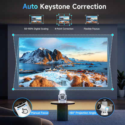 Kimwood Projector with Upgraded HiFi Speaker, [Built-in Apps] 1080P Mini Portable Projector Lower Noise Auto Keystone WiFi 6 Bluetooth 5.4 Ultra Short Throw Projectors Big Screen in Small Room 🍁 All In One Marketplace Canada