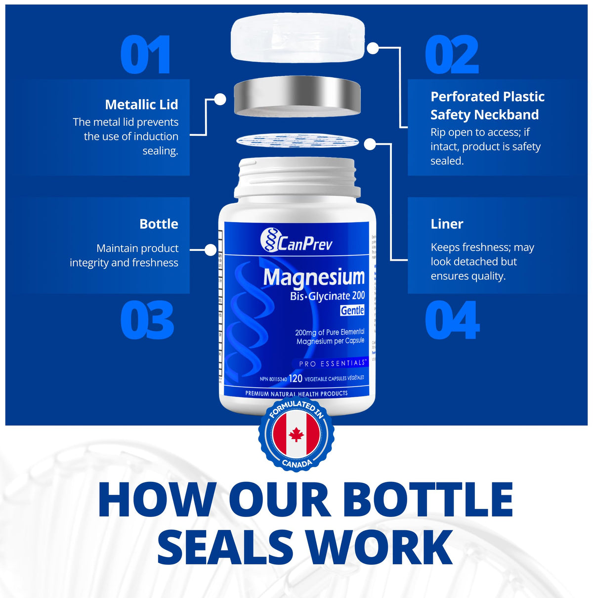 CanPrev Magnesium Bis-Glycinate Gentle 200mg, 120 V-Caps 120-Day Supply - Pure Elemental Magnesium Supplement, Supports Bone and Muscle Function, Gentle on Stomach, Perfect for Daily Magnesium Needs 🍁 All In One Marketplace Canada