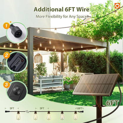 addlon 42FT(36+6) Solar Lights Outdoor Waterproof, String Lights Outdoor Solar power with Remote & USB Port 12+1 LED Shatterproof Bulbs 3 Light Modes,Dimmable &Timable Solar Light for Camping Backyard 🍁 All In One Marketplace Canada