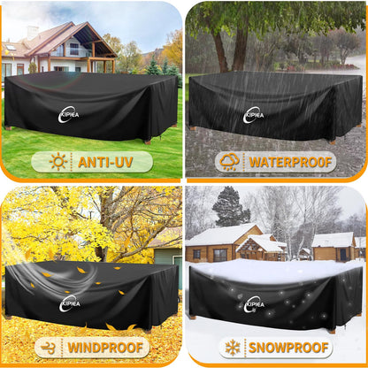 Kipiea Rectangular Patio Furniture Cover, Outdoor Table Chair Set Covers, Waterproof&Anti-UV General Seat Cover,98" L x 98" W x 28" H 🍁 All In One Marketplace Canada