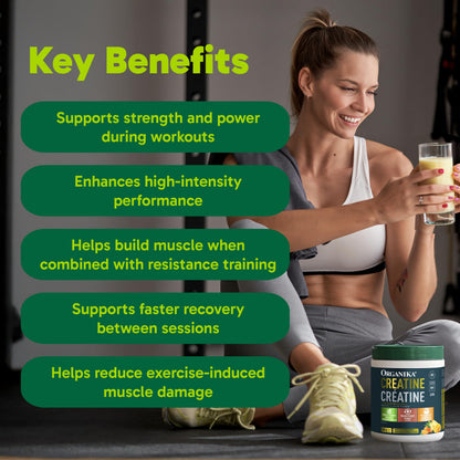 Organika Canadian-Made Creatine Powder- Fruit Punch- Pure Micronized Creatine Monohydrate - Helps Build Lean Muscle, Increase Strength, and Improved Recovery and Performance for Men and Women - 600g 🍁 All In One Marketplace Canada