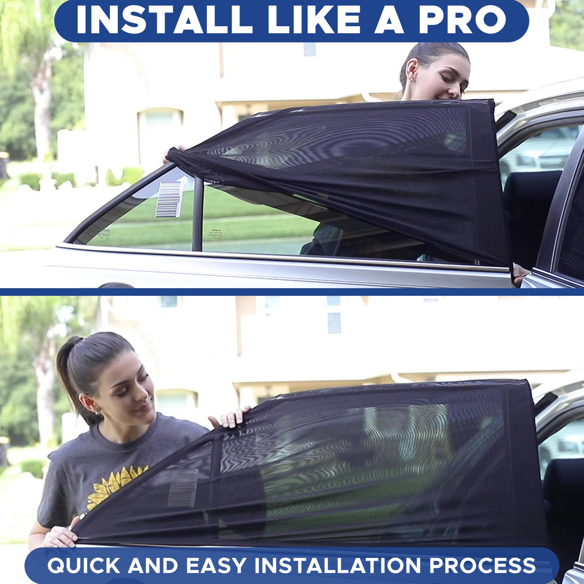 EcoNour Car Window Shade | 100% Protection from Bugs, UV and Car Mosquito Net for Camping | Breathable Mesh Baby Car Window Covers for Privacy Blackout | Pack of 2 (Medium 36"x17") 🍁 All In One Marketplace Canada