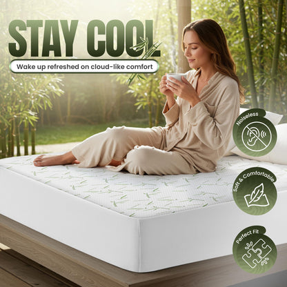 Utopia Bedding Waterproof Mattress Protector Twin Size, Bamboo Viscose Mattress Cover 200 GSM, Fits 15 Inches Deep, Breathable, Fitted Style with Stretchable Pockets (Pack of 2) 🍁 All In One Marketplace Canada