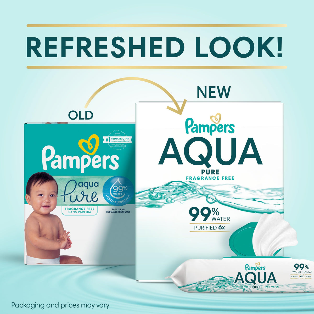 Pampers Aqua Pure Baby Wipes, 99% Water, Fragrance Free, 336 Baby Wipes Total (6X Flip-Top Packs) 🍁 All In One Marketplace Canada