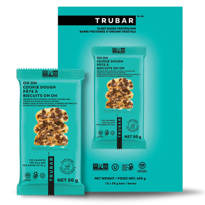 TRUBAR Vegan Protein Bar, Oh Oh Cookie Dough, Gluten Free, Plant Based, High Fiber, Dairy Free, Low Fat, Non GMO, No Sugar Alcohols, 12G Lean Protein, 13G Fiber, Healthy Snack Bars, 12 CT 🍁 All In One Marketplace Canada