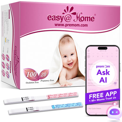Easy@Home 100 Ovulation & 20 Pregnancy Test Strips Kit: Accurate Fertility Tests - Powered by Premom App OPK | 100 LH + 20 HCG 🍁 All In One Marketplace Canada