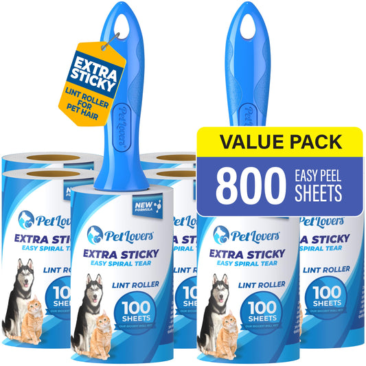 PetLovers Extra Sticky Lint Roller Ultimate Value Set 800 Sheets for Pet Hair Removal, Dog and Cat Lint Remover 8 Pack 🍁 All In One Marketplace Canada