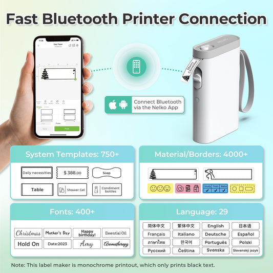 Nelko Label Maker Machine with Tape, P21 Portable Bluetooth Label Printer, Wireless Built-in Cutter Sticker Maker Mini Label Makers with Multiple Templates for School Organizing Office Home, White 🍁 All In One Marketplace Canada