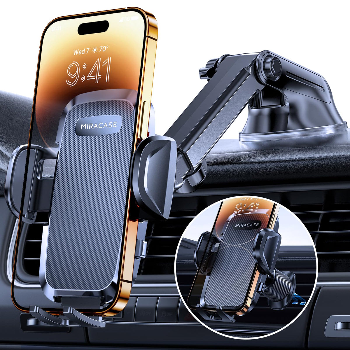 Miracase Car Phone Mount, [Upgraded Strong Military Grade Suction Cup] Long Arm Phone Holder for Car Dashboard Windshield Vent, Hands Free Cell Phone Holder Compatible with All Mobile Phones 🍁 All In One Marketplace Canada
