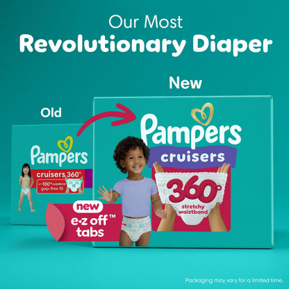 Pampers Diapers - Cruisers 360° - Size 5, up to 100% Leakproof Fit, Designed for Active Babies, Pull On Diaper, EZ Off Tabs Designed for Easy Changes, 1 Pack (Count of 96) 🍁 All In One Marketplace Canada